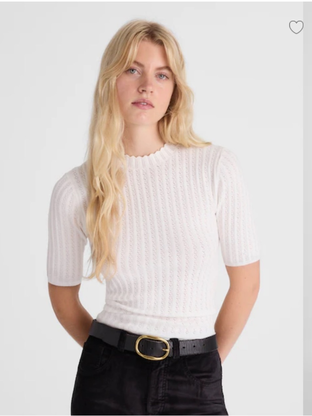 Madewell pointelle stitch mock neck sweater tee
